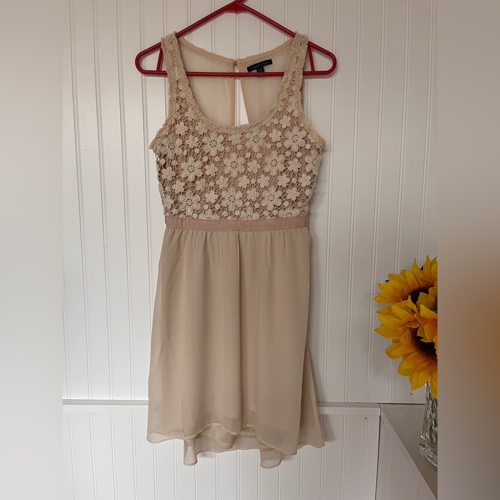 Crochet Cream Lace Top Blush Pink Dress American Eagle